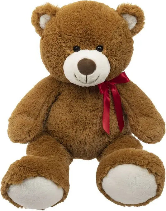 33 inch Jumbo Plush Brown Bear with Red Ribbon